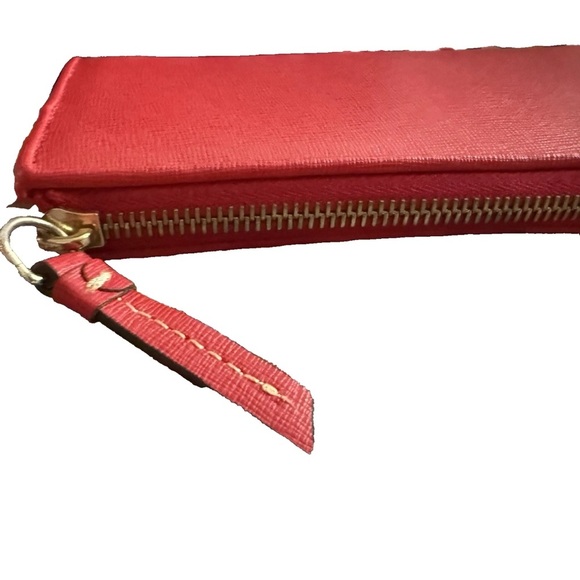 Dooney & Bourke Saffiano Leather Zip Clutch Red Wallet - Picture 14 of 16